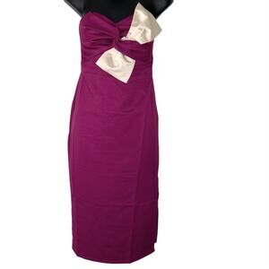 Anthropologie X Lulumari Strapless Tie Bow Dress Raspberry NWT Size Large